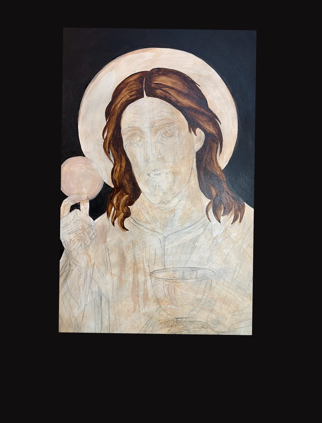 Eucharist; painting stage 1, by Darien Bathalter