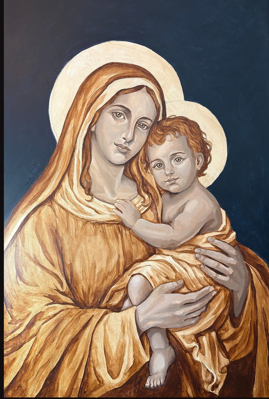 Madonna with Child; painting stage 6, by Darien Bathalter