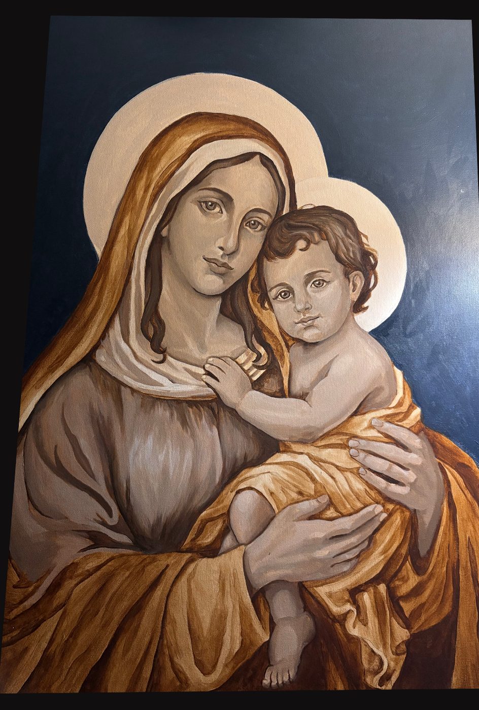 Madonna with Child; painting stage 7, by Darien Bathalter