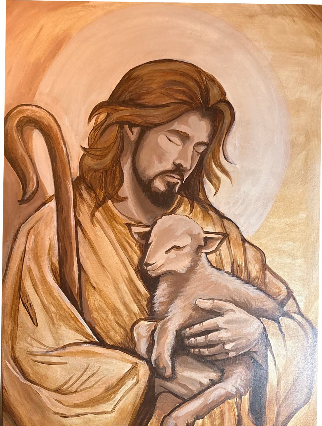 The Good Shepherd; painting stage 4, by Darien Bathalter