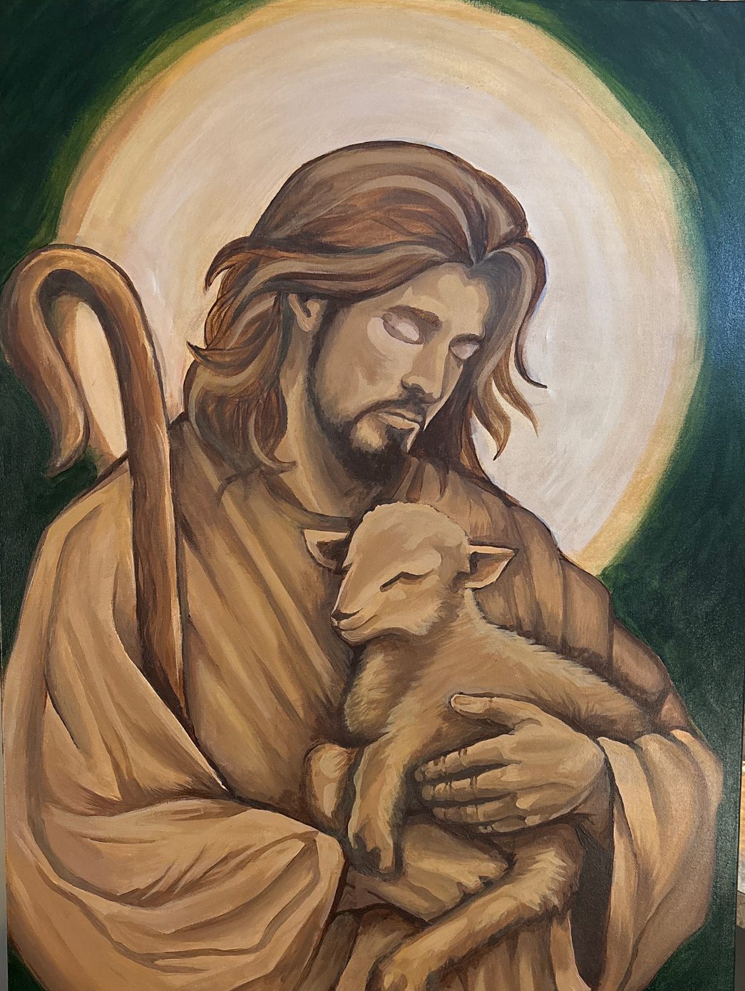The Good Shepherd; painting stage 5, by Darien Bathalter
