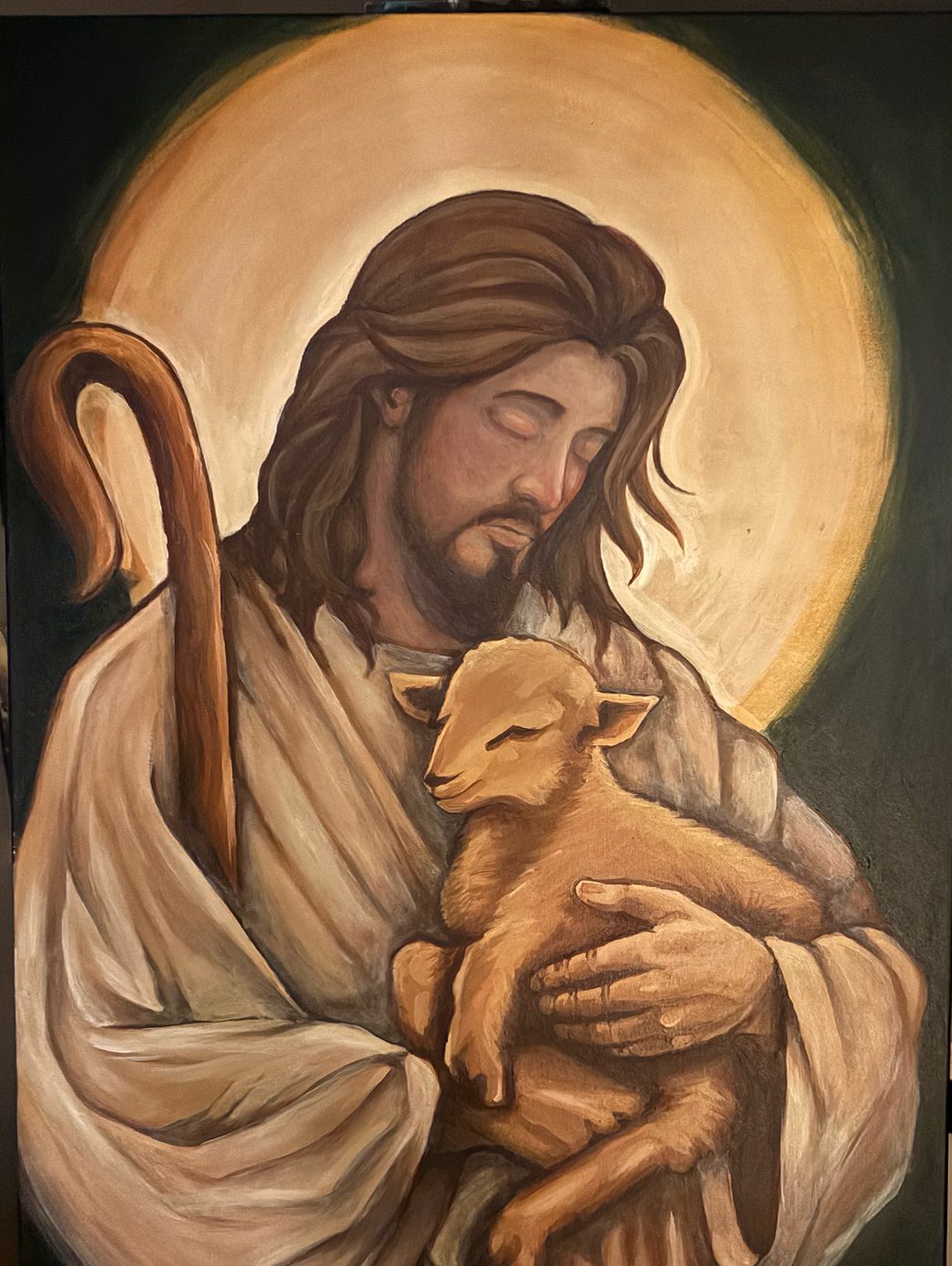 The Good Shepherd; painting stage 7, by Darien Bathalter