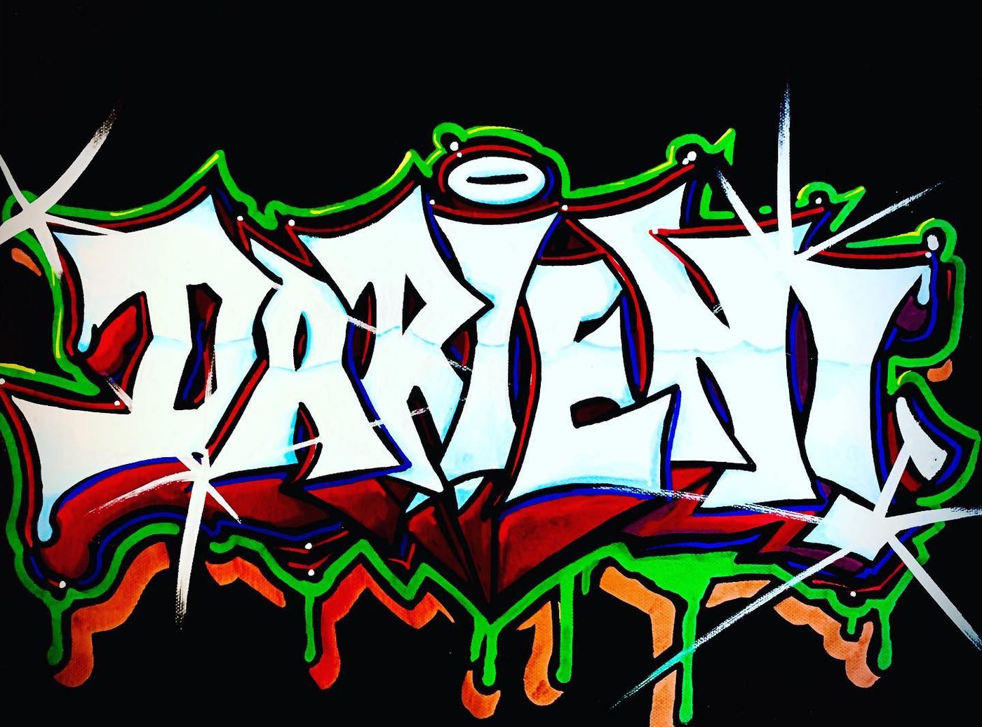 Hand-painted sign by Darien Bathalter