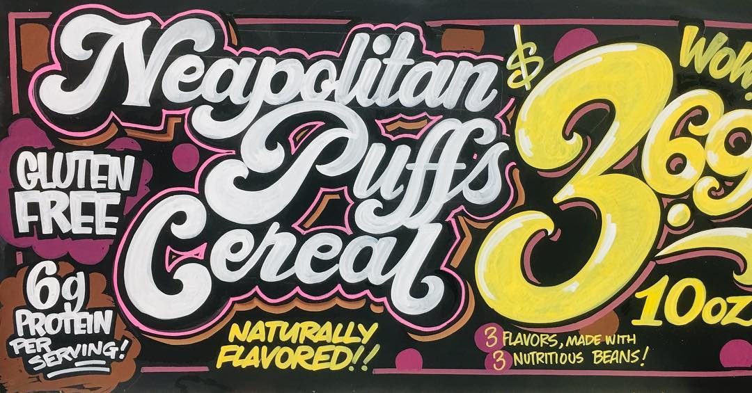 Hand-painted sign by Darien Bathalter