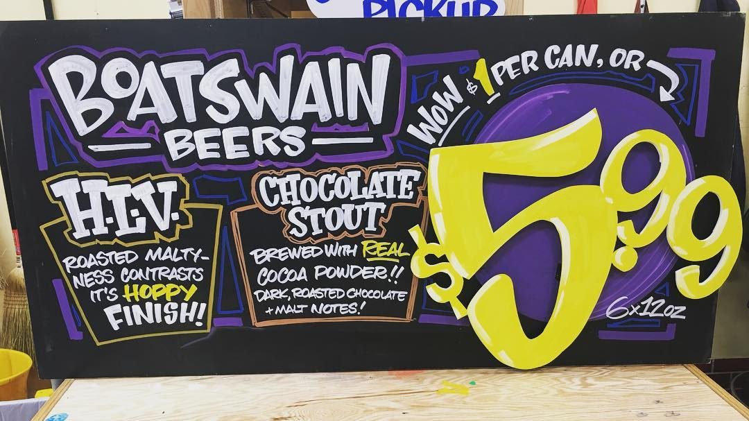 Hand-painted sign by Darien Bathalter