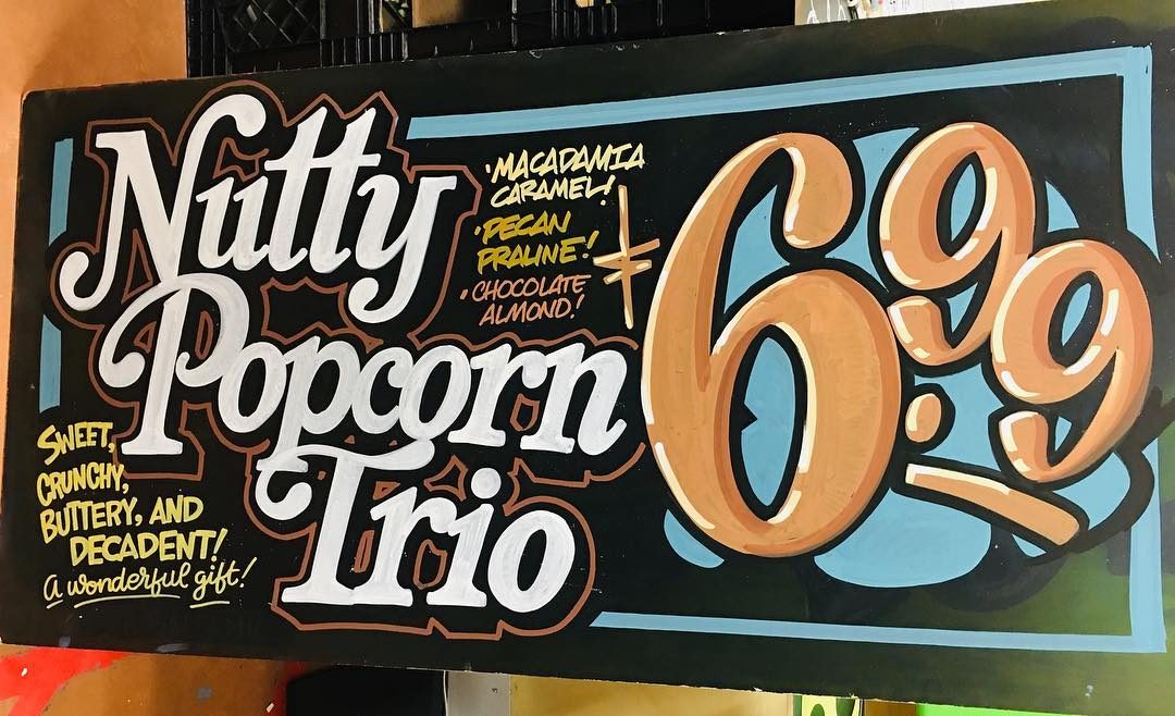 Hand-painted sign by Darien Bathalter