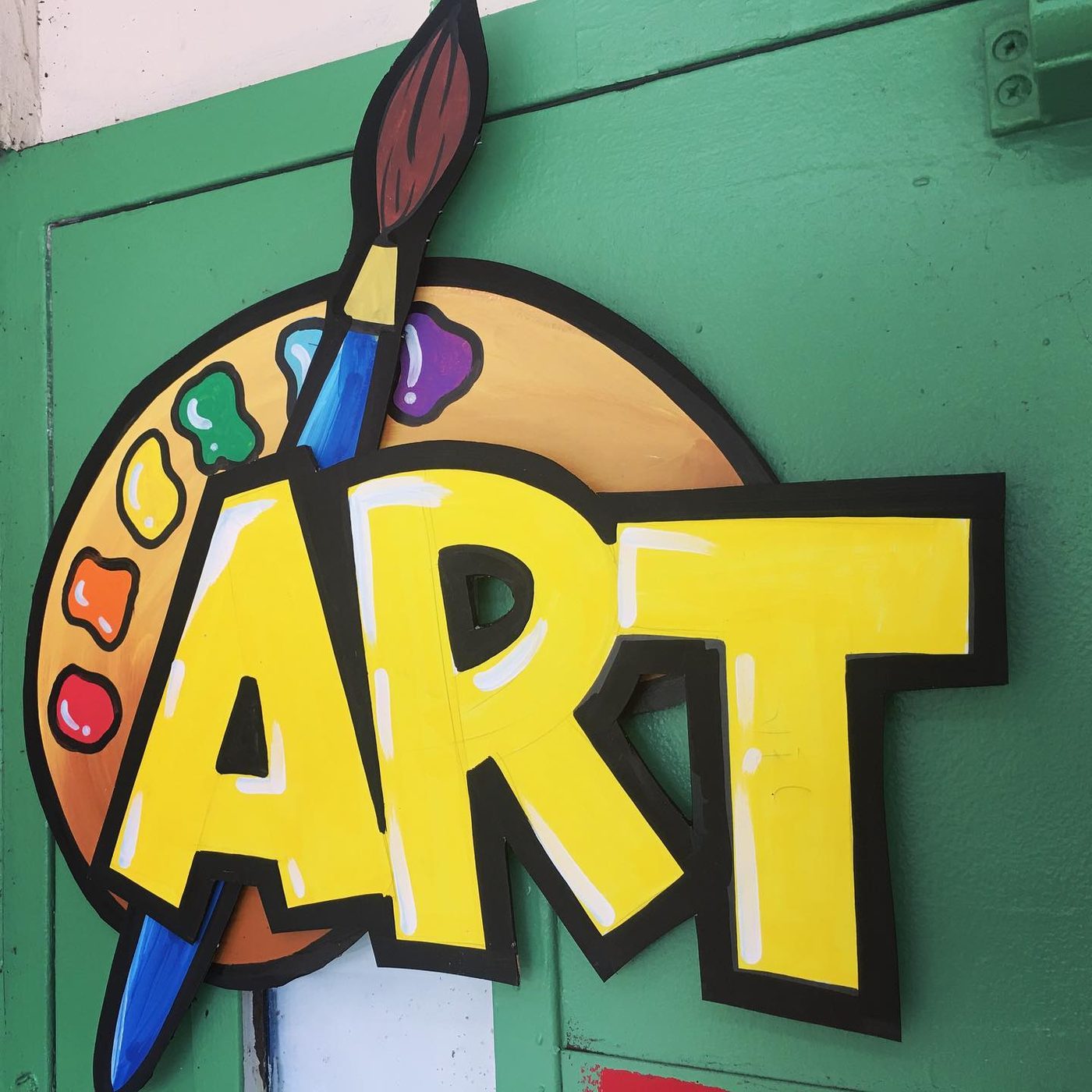 Hand-painted sign by Darien Bathalter