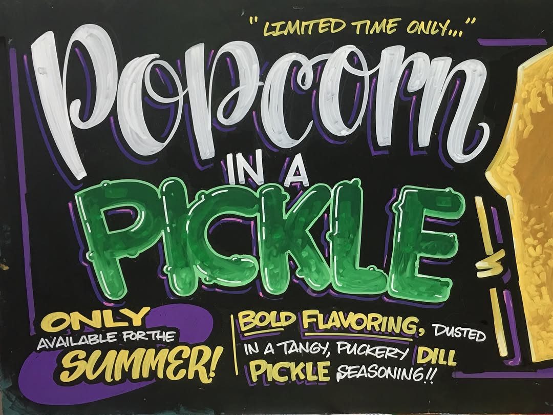 Hand-painted sign by Darien Bathalter